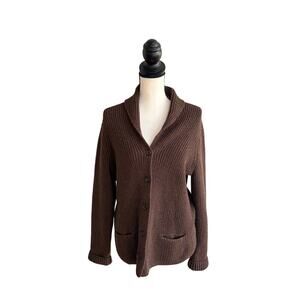 Brooks Brothers Men’s Shawl Collar Cardigan 100% Italian Merino Wool Brown M
